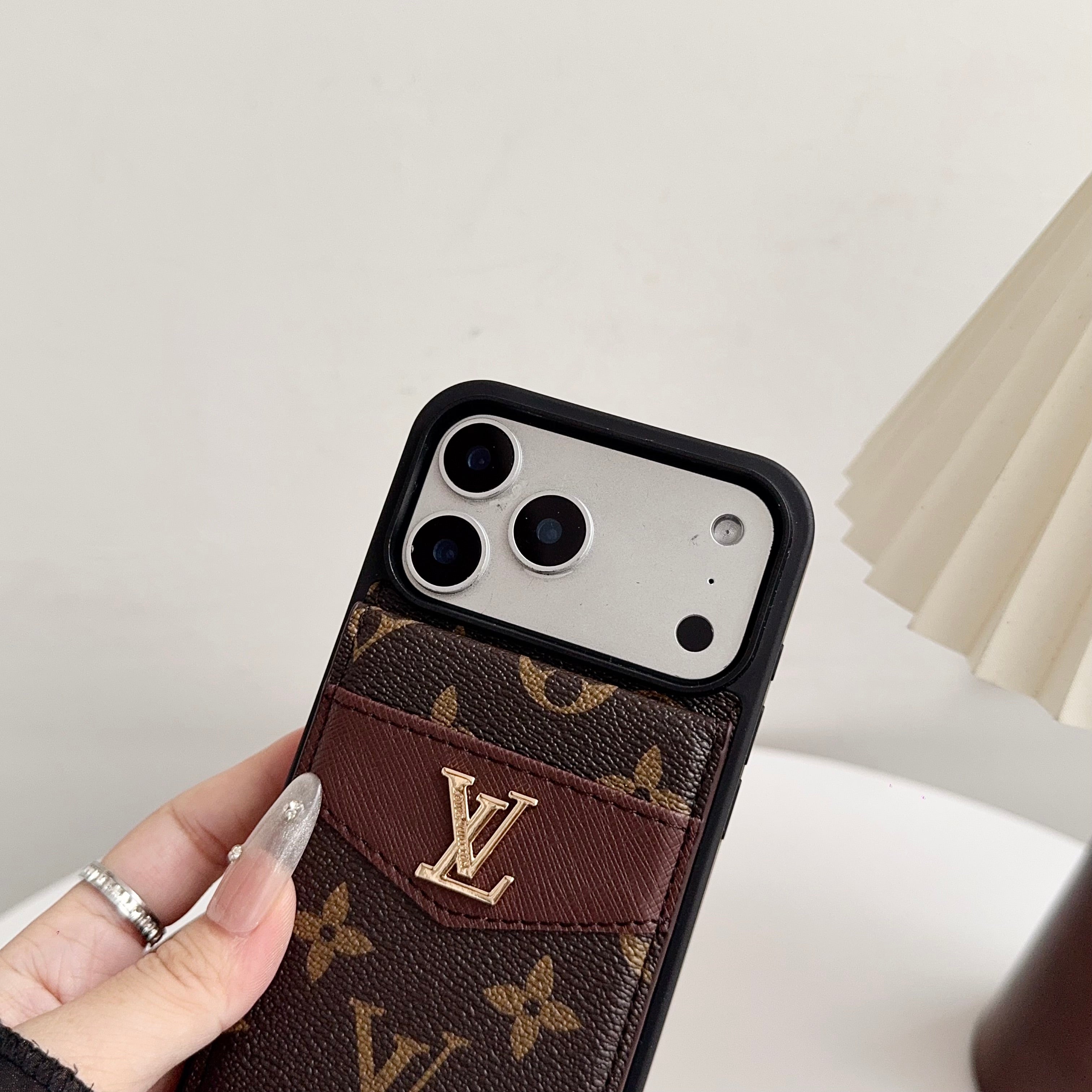 Luxury Leather Monogram iPhone Case With Card Holder -CFK251315