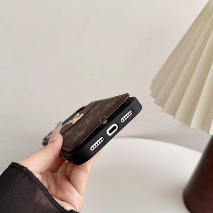 Luxury Leather Monogram iPhone Case With Card Holder -CFK251315