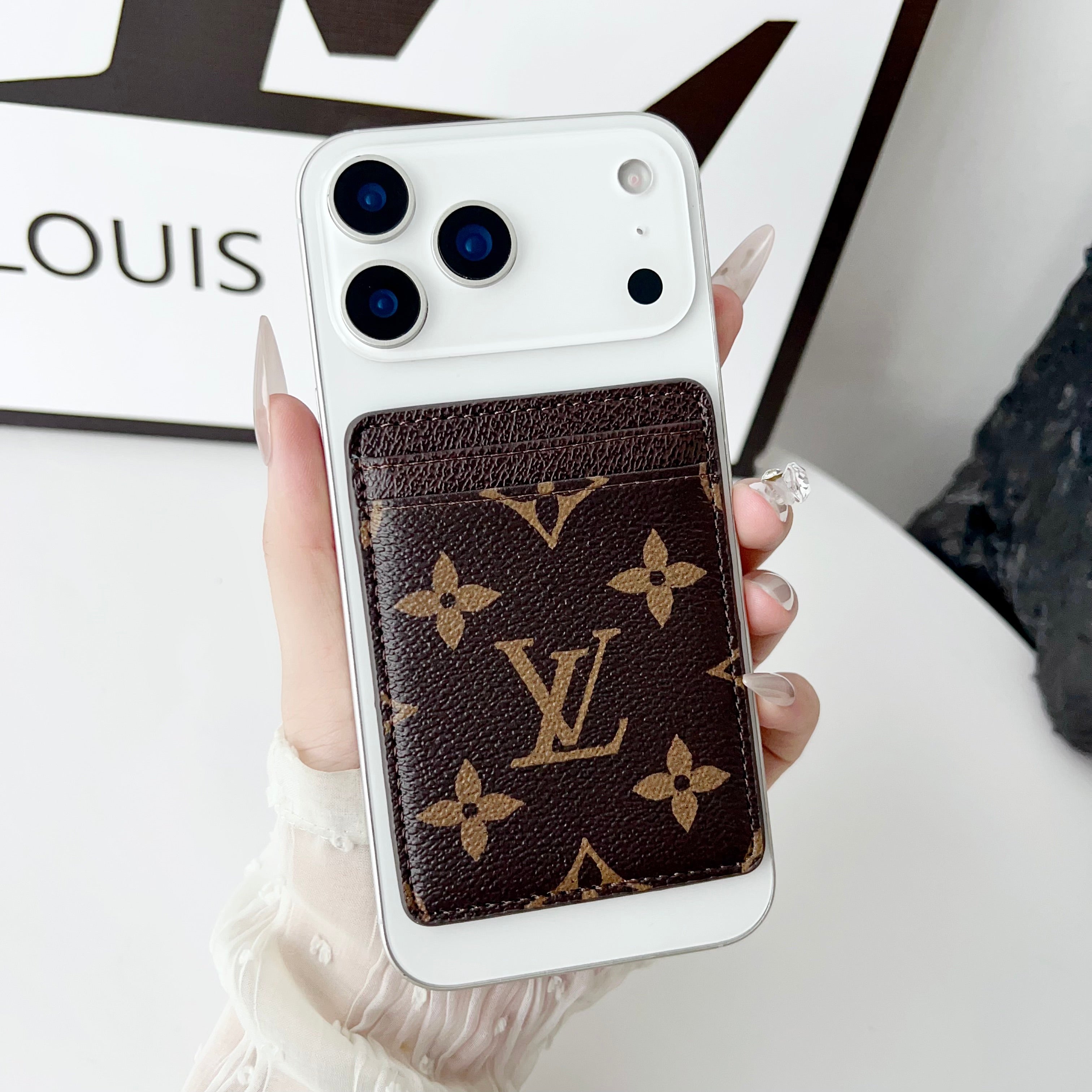 High-quality Monogram iPhone Case With Card Holder For iPhone 17 Series-CYLV138