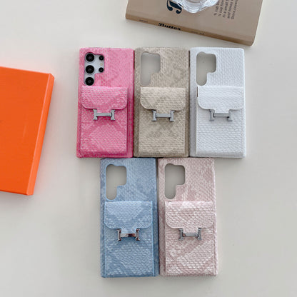 Snake Leather Samsung Phone Case With Card Holder