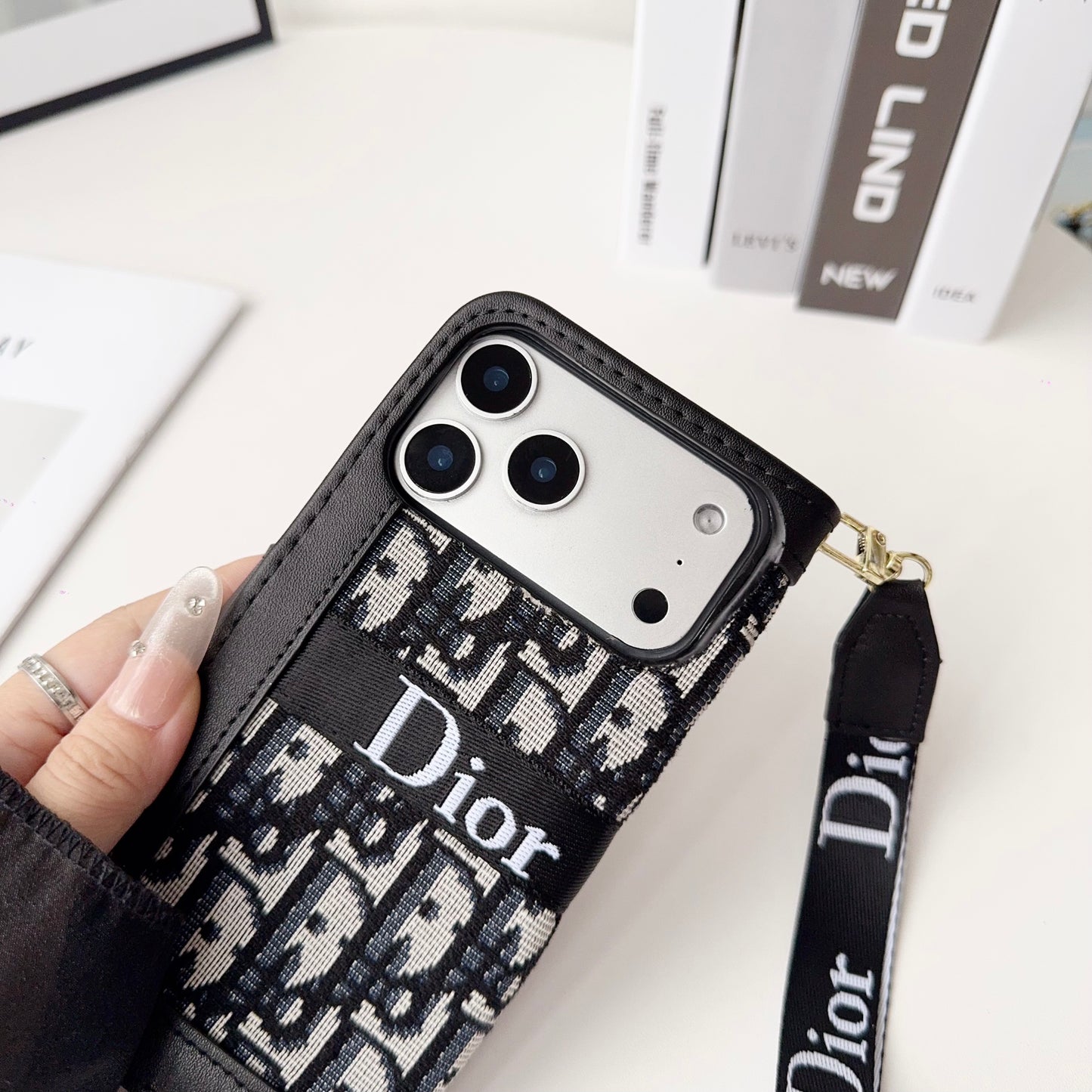 CD iPhone Case With Card Holder And Wrist Strap-CFW251104