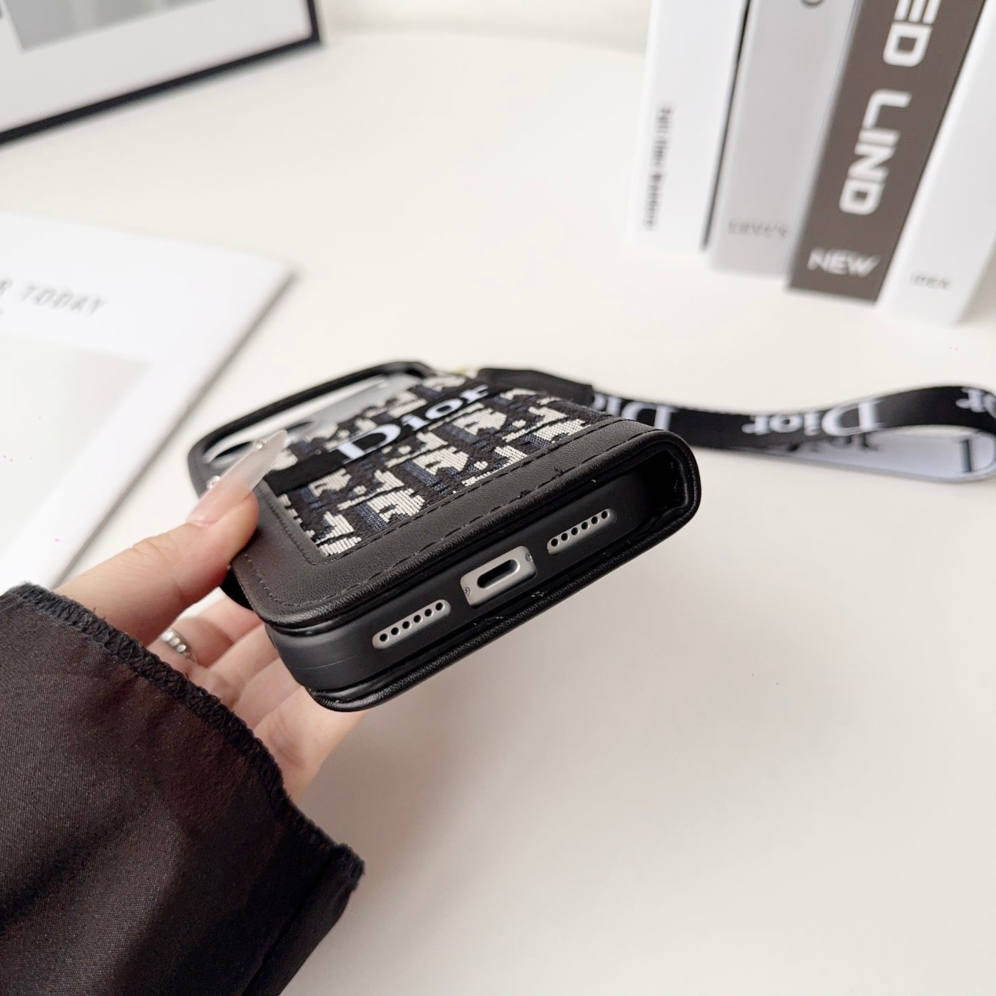 CD iPhone Case With Card Holder And Wrist Strap-CFW251104