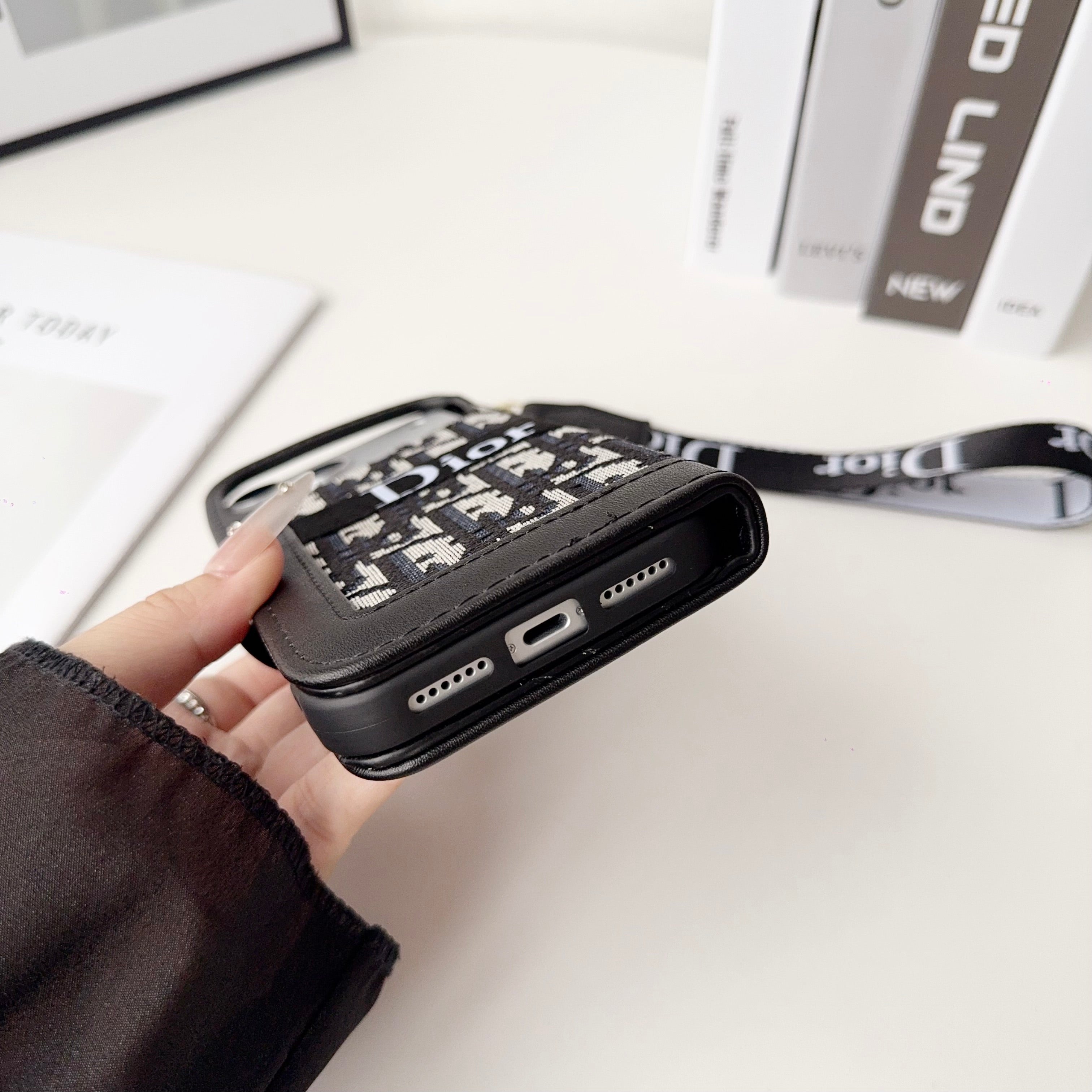 CD iPhone Case With Card Holder And Wrist Strap-CFW251104