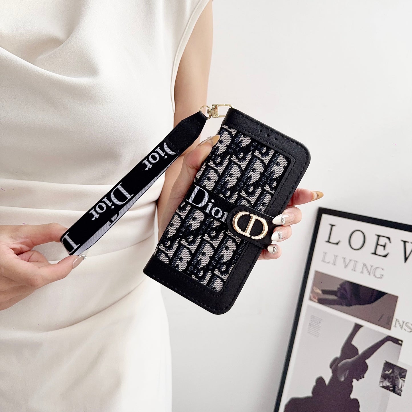 CD iPhone Case With Card Holder And Wrist Strap-CFW251104