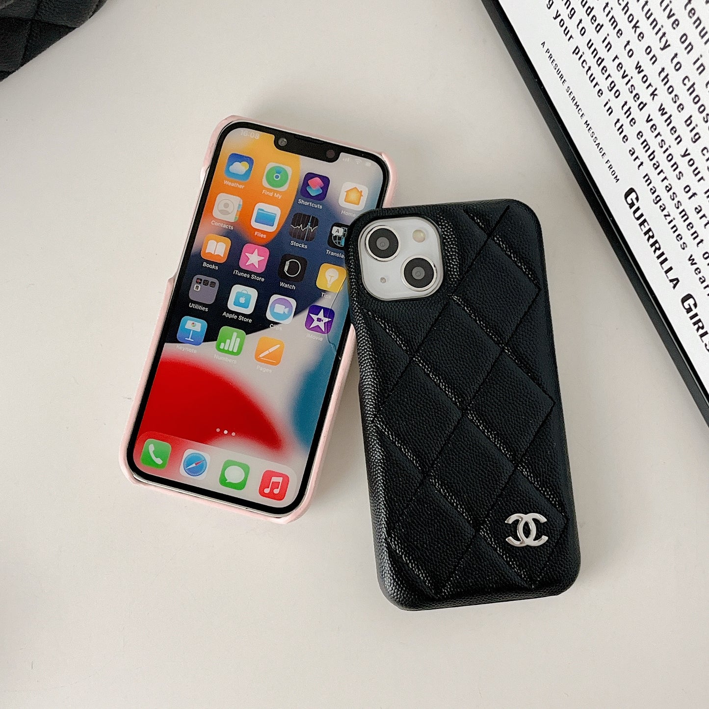 Classic Leather CC iPhone Case Black -ZKK251023