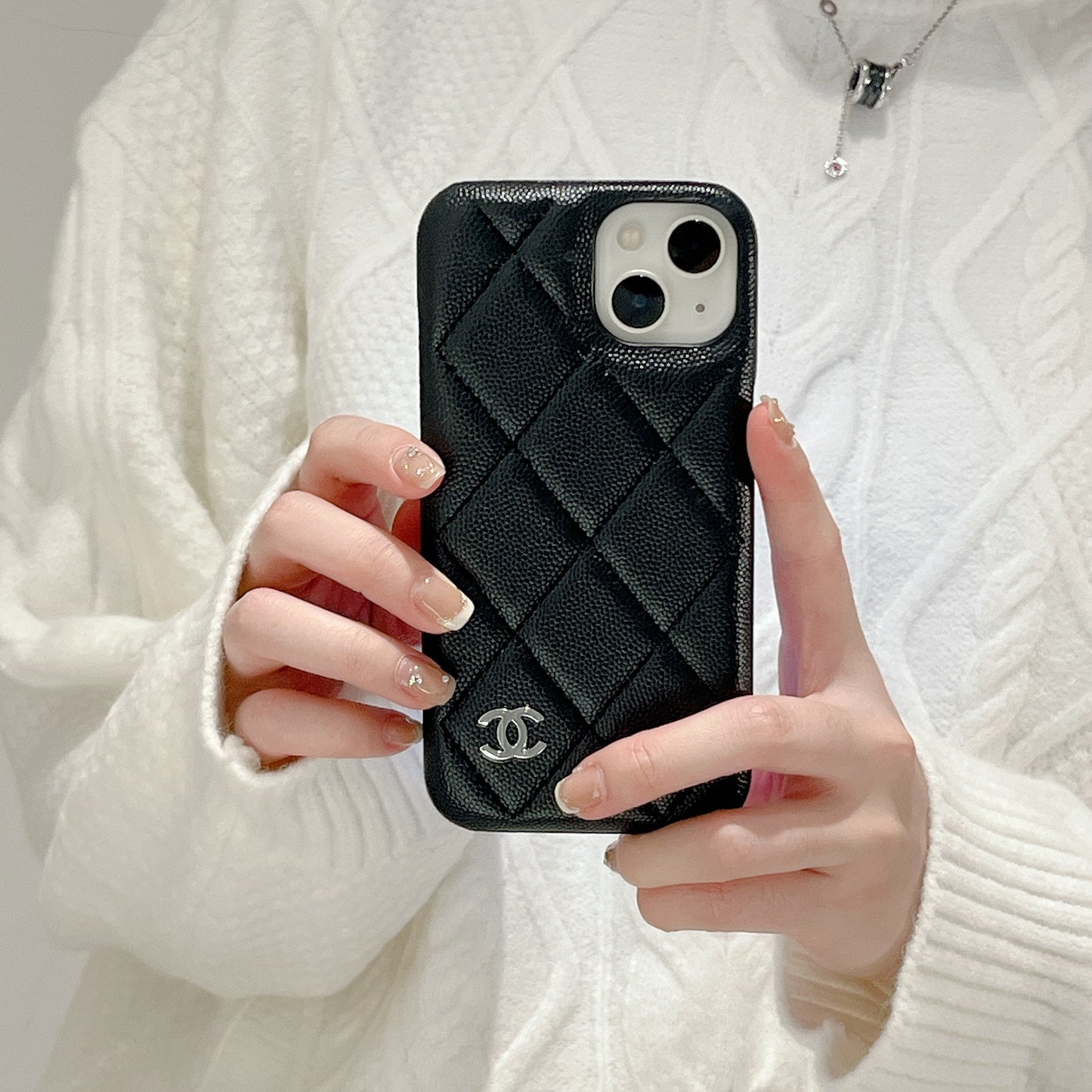 Classic Leather CC iPhone Case Black -ZKK251023
