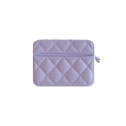 Diamond Grid AirPods Case with Leather Lanyard Purple-LXK240703
