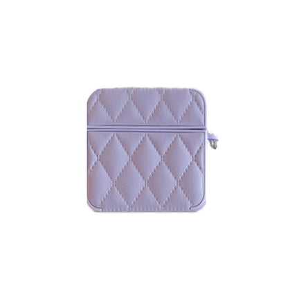 Diamond Grid AirPods Case with Leather Lanyard Purple-LXK240703