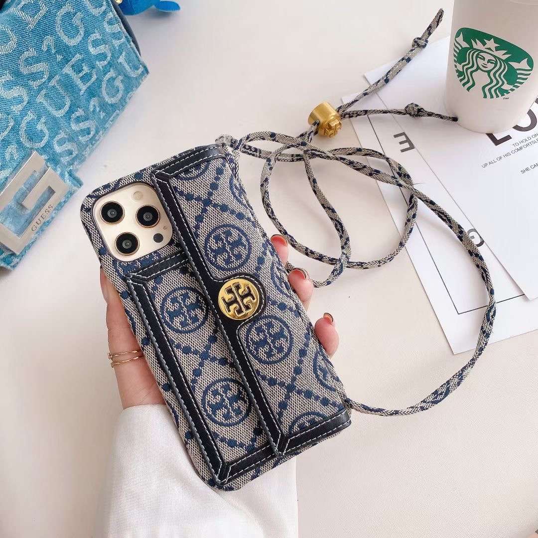 TB iPhone Case With Wallet And Strap Black -SlK240411
