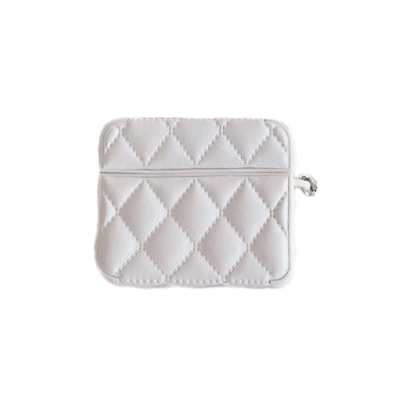 Diamond Grid AirPods Pro Case with Leather Lanyard White-LXK240703