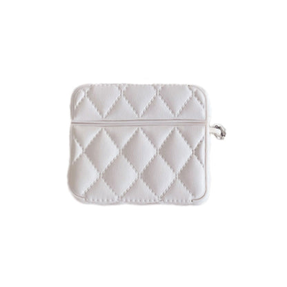 Diamond Grid AirPods Pro Case with Leather Lanyard White-LXK240703
