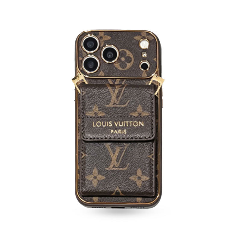 Leather  Monogram iPhone Case With Wallet And Crossbody Strap For iPhone 17 Series-CYLV148