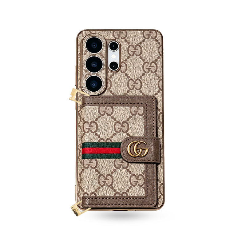 Leather  GG Samsung Galaxy S Series Case With Wallet And Crossbody Strap-CYGG151