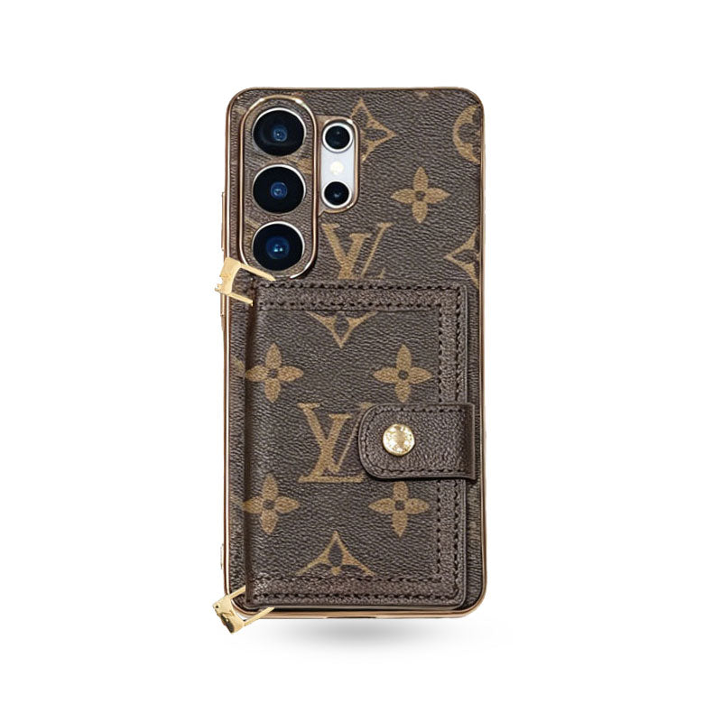 Luxury Leather Monogram Samsung Galaxy S Series Case With Wallet And Crossbody Strap-CYLV152
