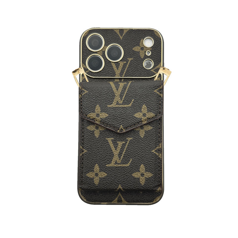 Premium  Monogram iPhone Case With Wallet And Crossbody Strap For iPhone 17 Series-CYLV134