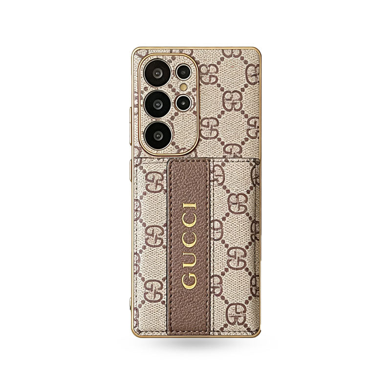 Leather GG Samsung Galaxy S Series Case With Wallet And Crossbody Strap-CYGG095