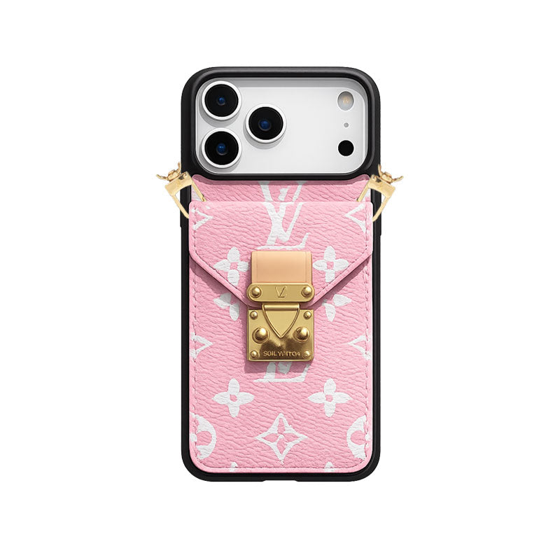 Refined Leather Monogram iPhone Case With Wallet And Crossbody Strap For iPhone 17 Series-CYLV173