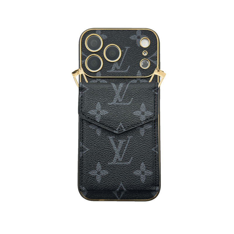 Premium  Monogram iPhone Case With Wallet And Crossbody Strap For iPhone 17 Series-CYLV134