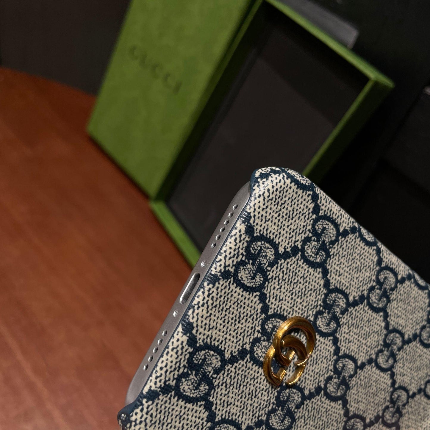 Classic Leather GG iPhone Case For iPhone 17 Series Blue-CJK251705