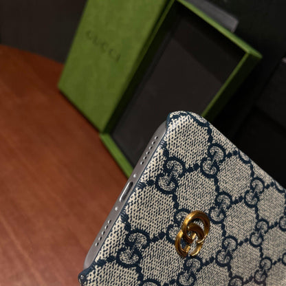 Classic Leather GG iPhone Case For iPhone 17 Series Blue-CJK251705