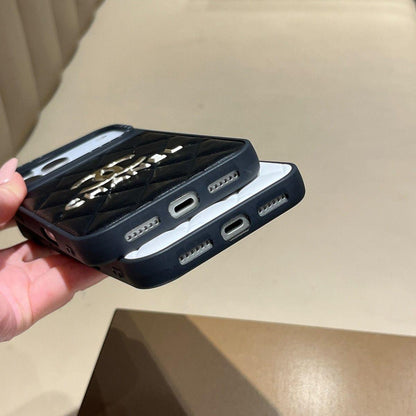 Luxury Leather CC iPhone Case For iPhone 17 Series Black-YHJ251809