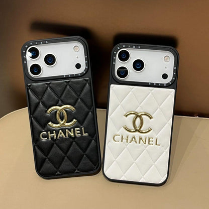 Luxury Leather CC iPhone Case For iPhone 17 Series Black-YHJ251809