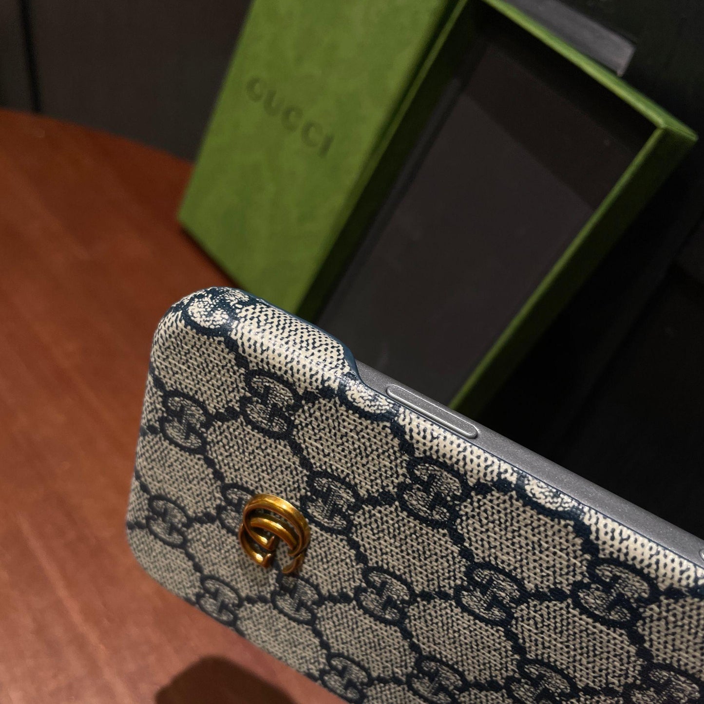 Classic Leather GG iPhone Case For iPhone 17 Series Blue-CJK251705