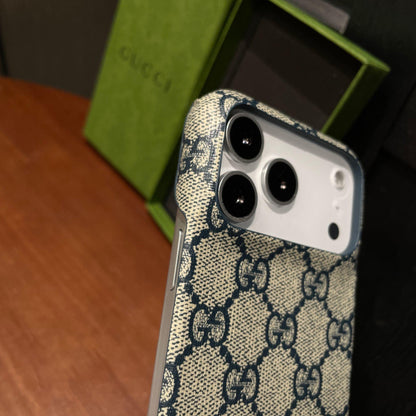 Classic Leather GG iPhone Case For iPhone 17 Series Blue-CJK251705