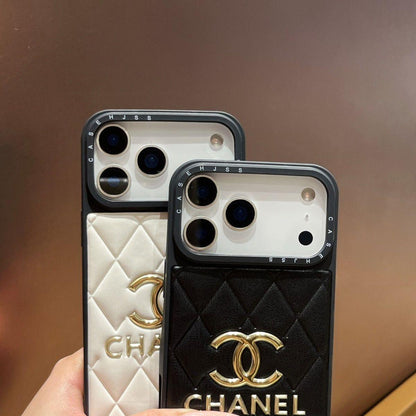 Luxury Leather CC iPhone Case For iPhone 17 Series Black-YHJ251809