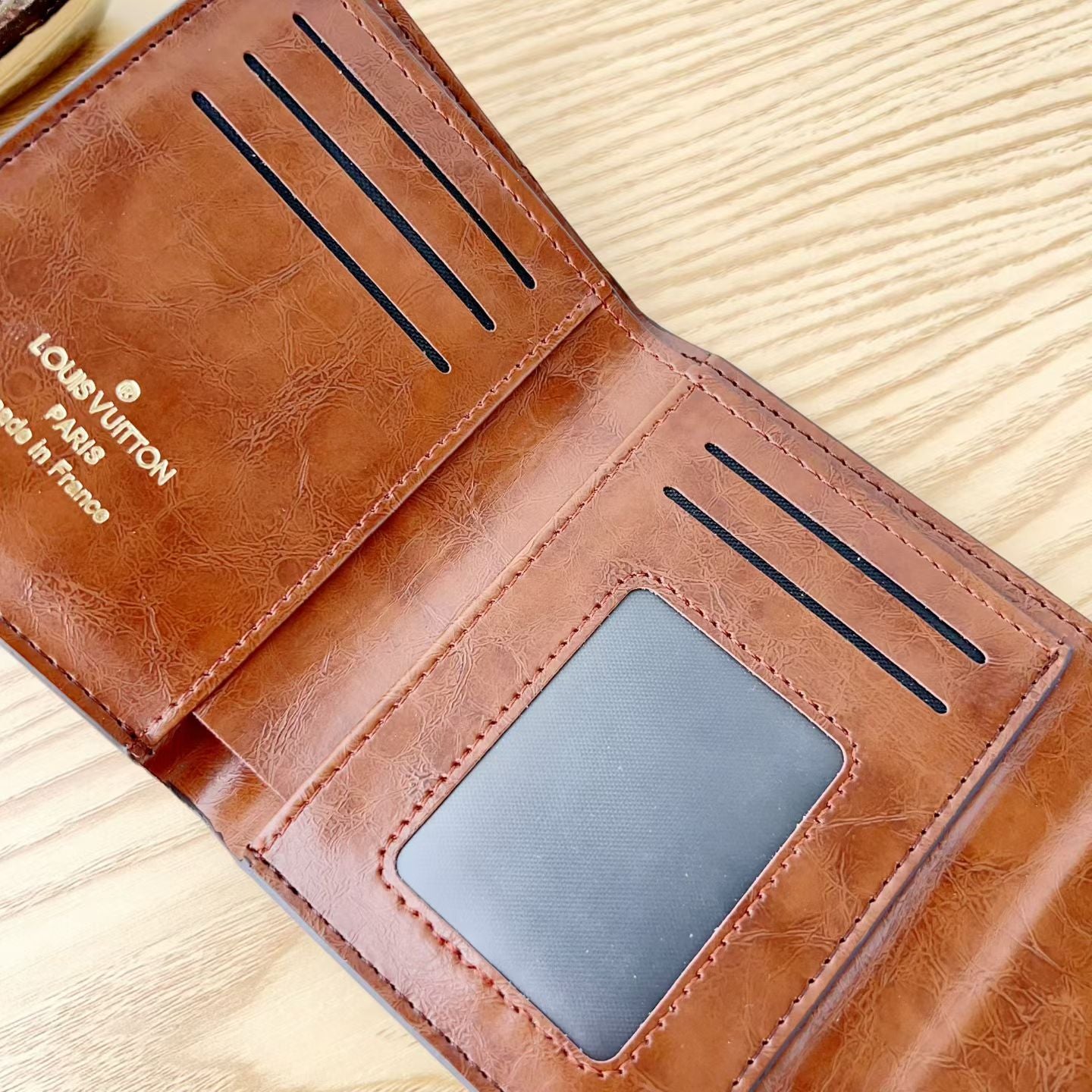 Leather Monogram Card Wallet-CYLV174