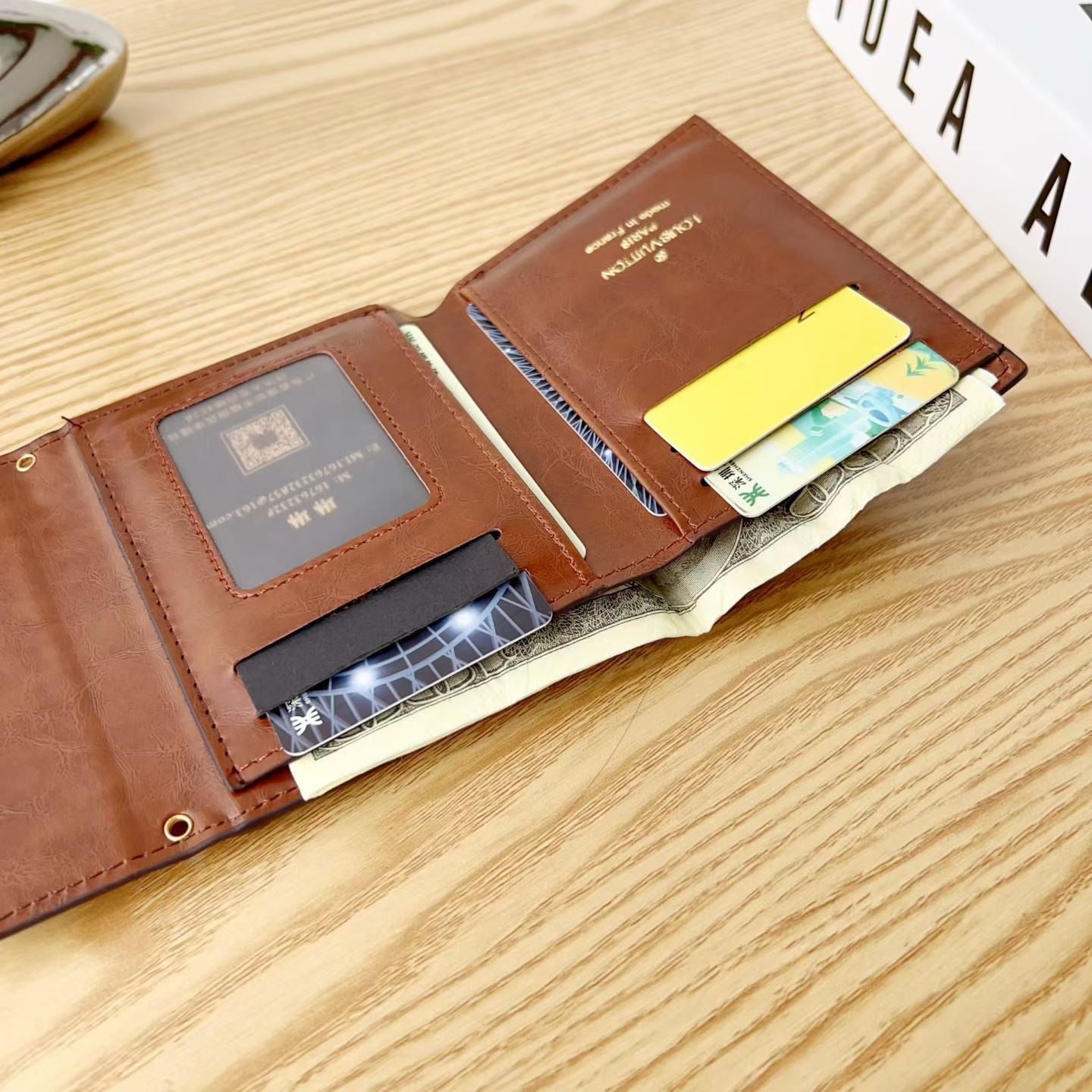 Leather Monogram Card Wallet-CYLV174
