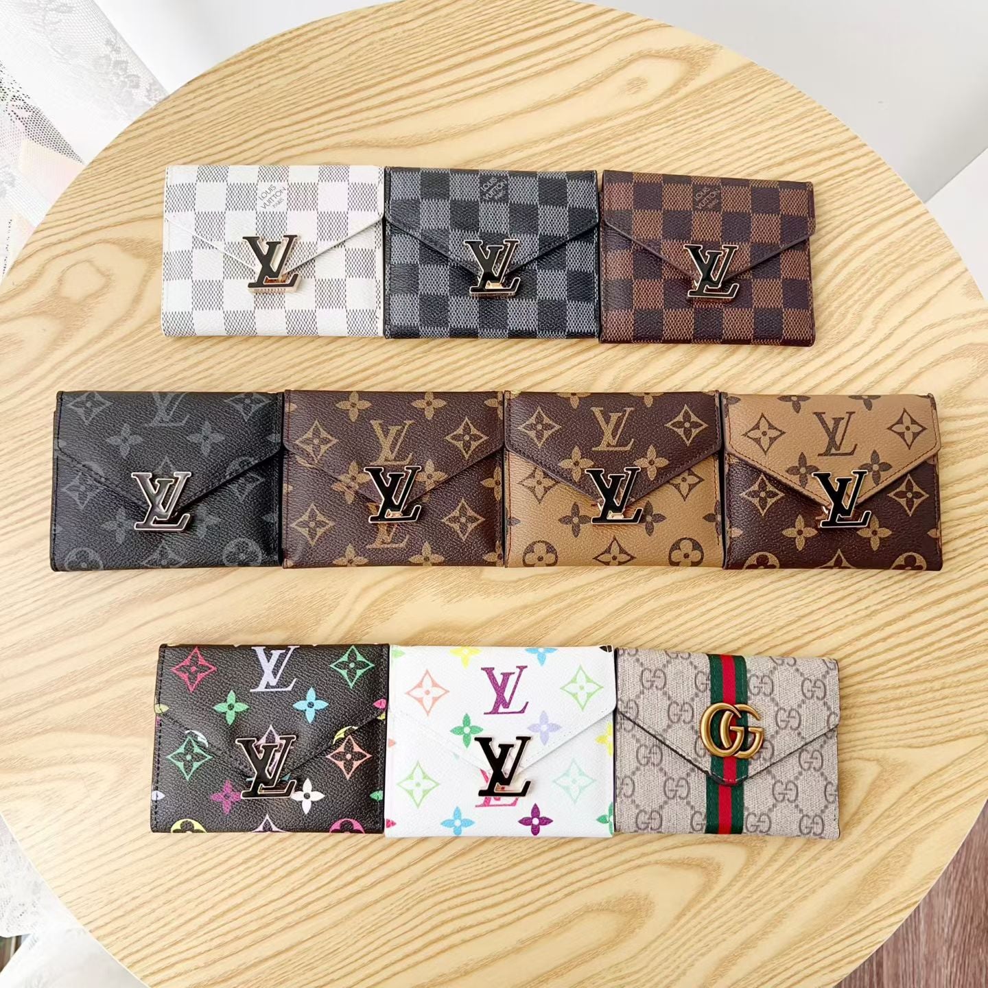 Leather Monogram Card Wallet-CYLV174