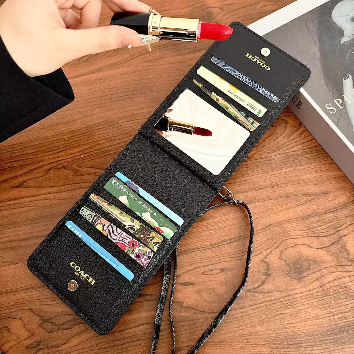 Elegant Leather CH iPhone Case With Wallet And Crossbody Strap For iPhone 17 Series-CYCH177