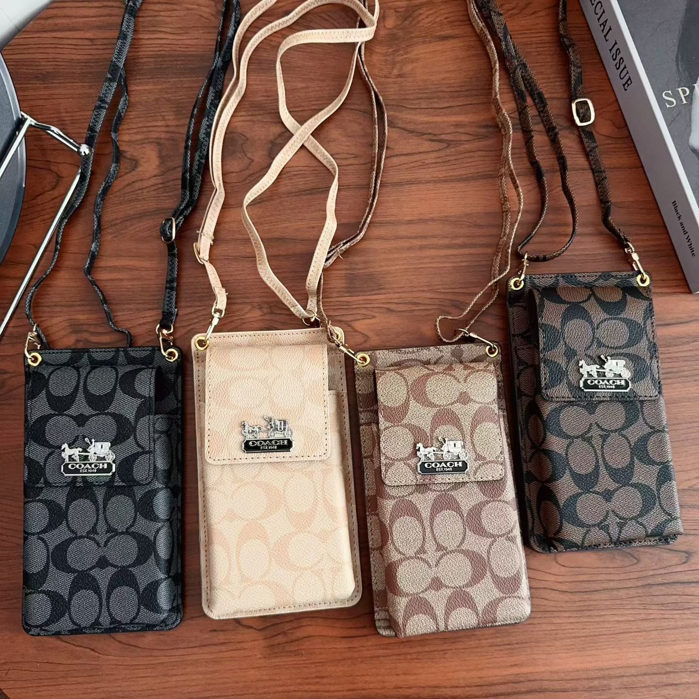 Elegant Leather CH iPhone Case With Wallet And Crossbody Strap For iPhone 17 Series-CYCH177