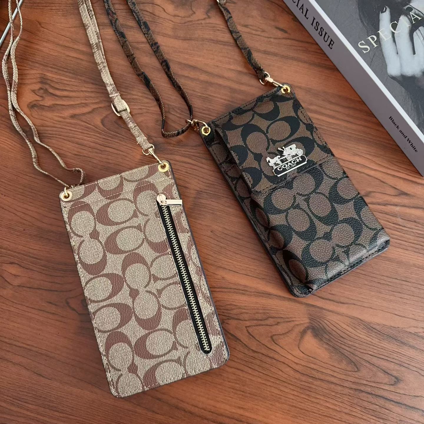 Elegant Leather CH iPhone Case With Wallet And Crossbody Strap For iPhone 17 Series-CYCH177