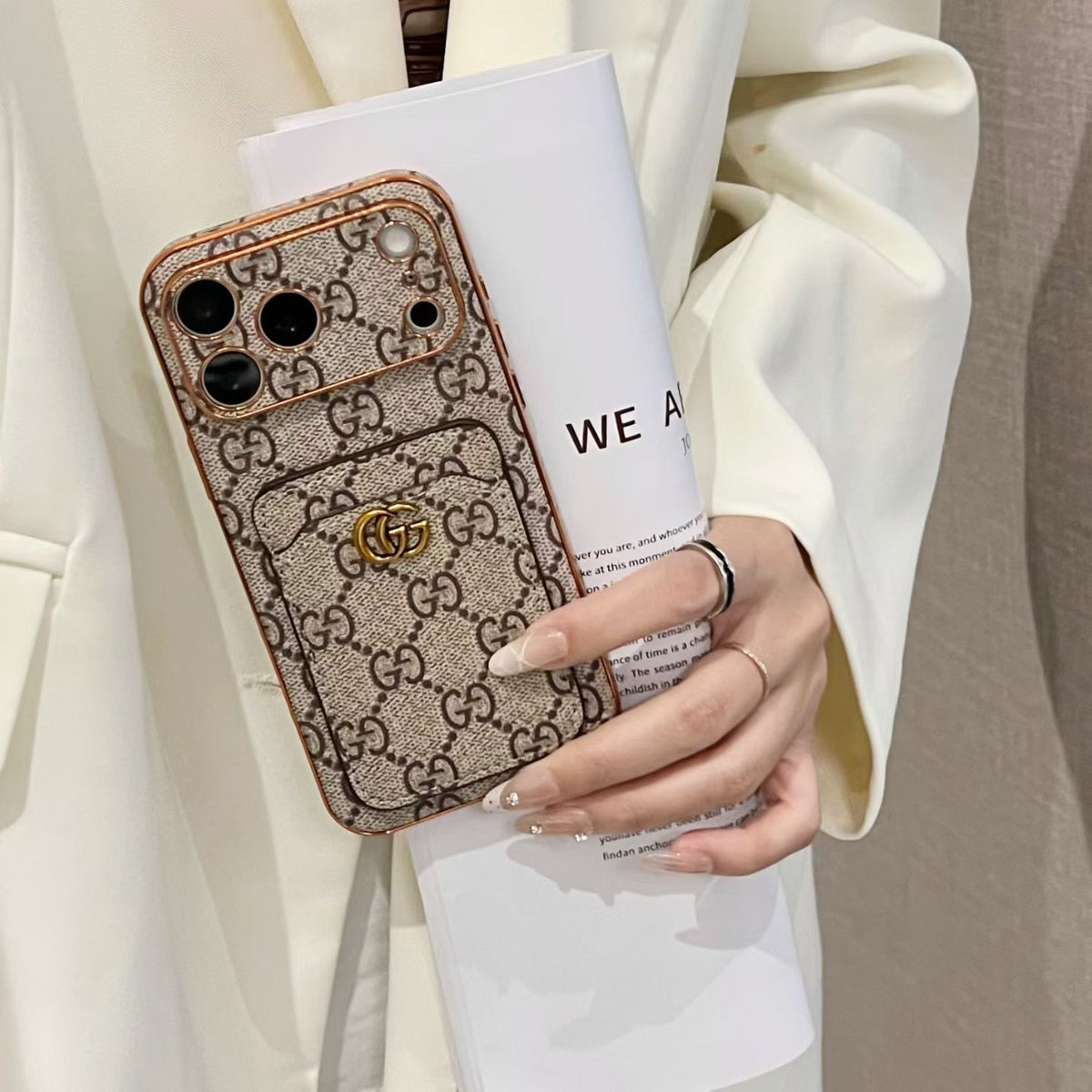 High-quality  GG iPhone Case With Card Holder For iPhone 17 Series-CYGG209