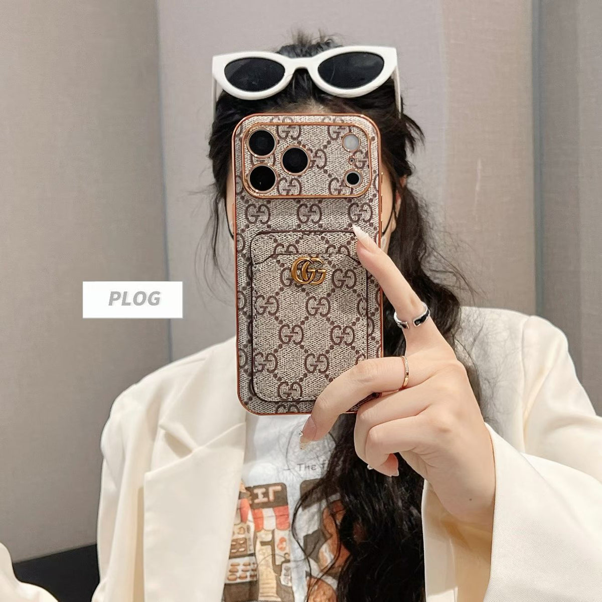 High-quality  GG iPhone Case With Card Holder For iPhone 17 Series-CYGG209
