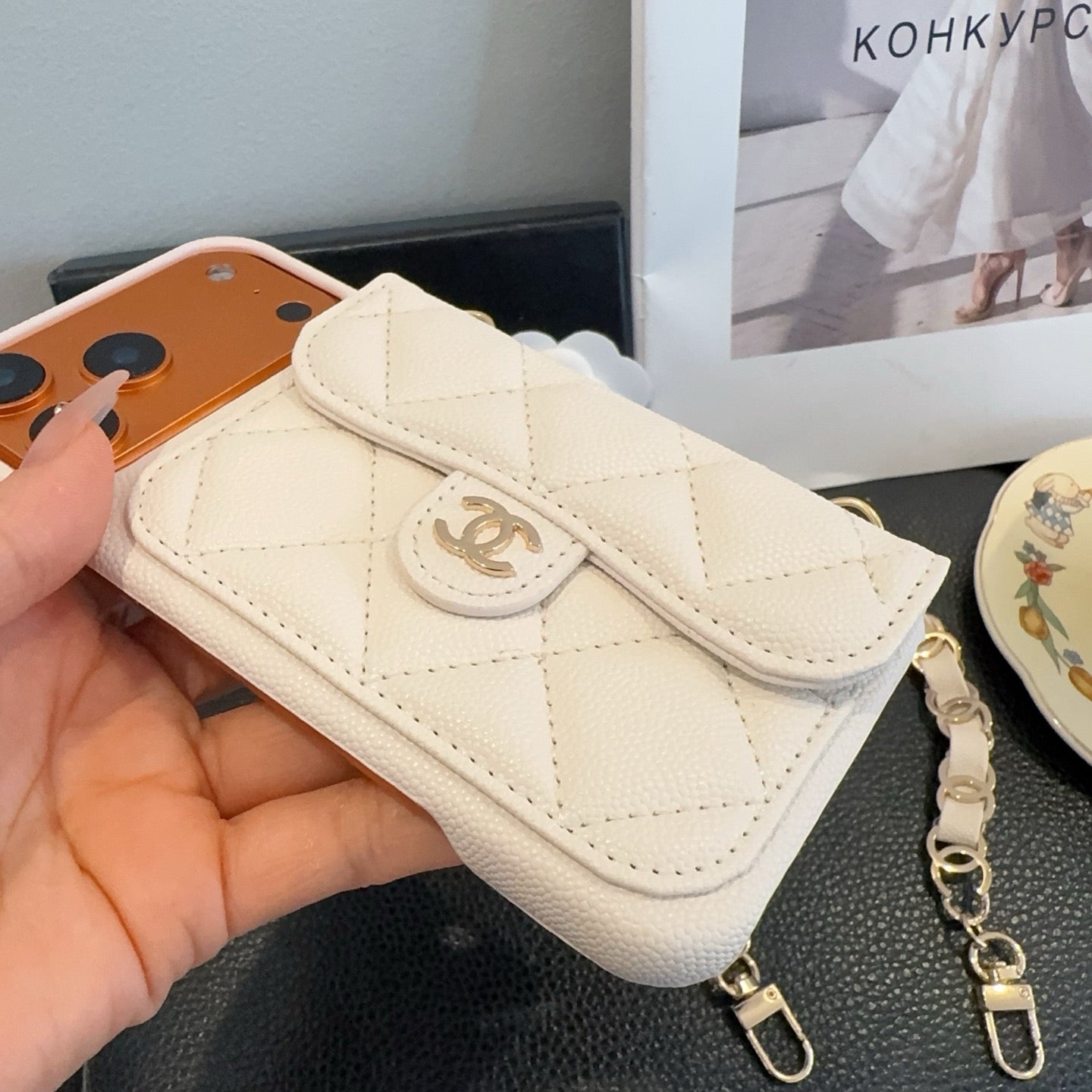 High-quality Leather CC iPhone Case  With Wallet And Crossbody Strap-CYCC162