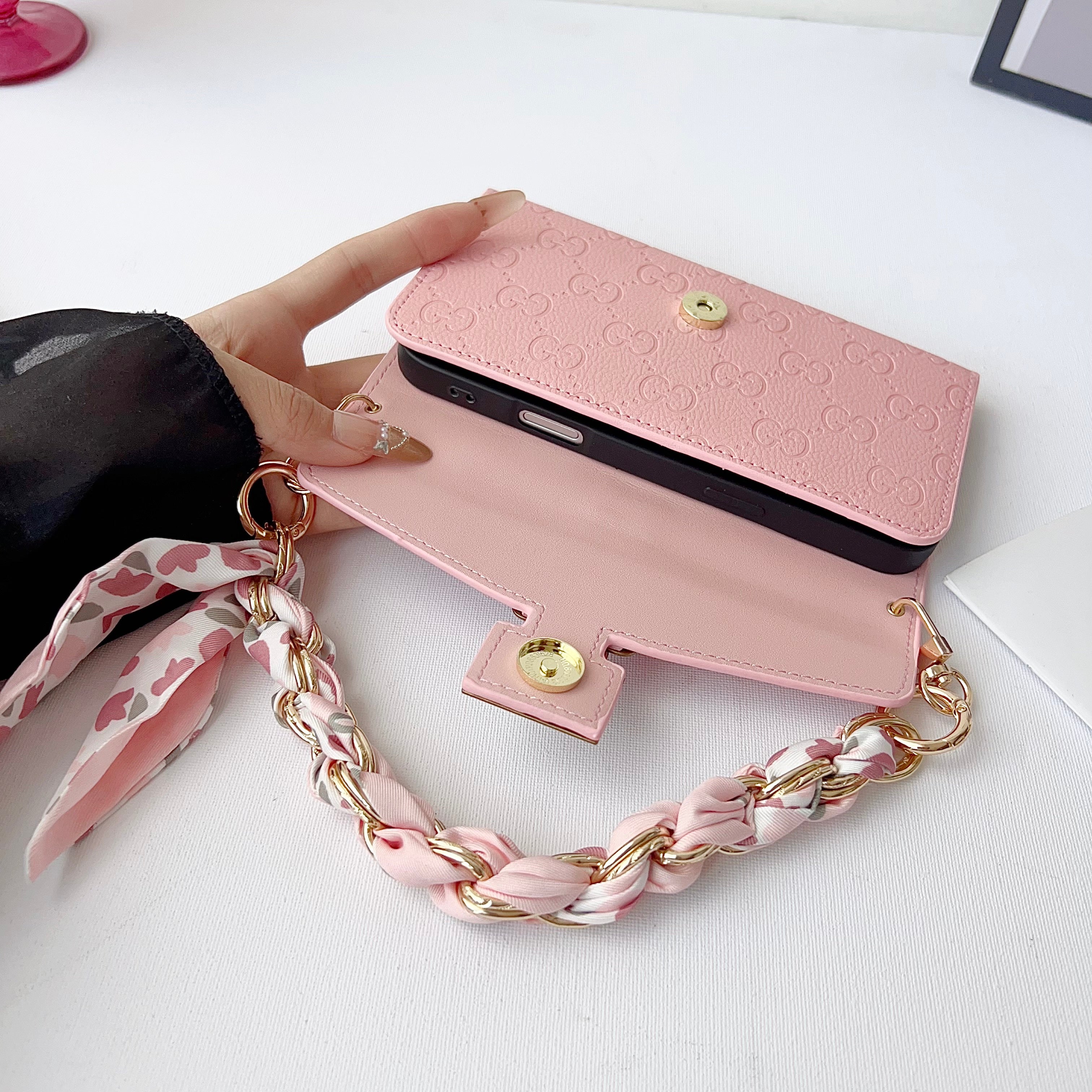 Leather GG iPhone Case With Flip Wallet-CYGG179