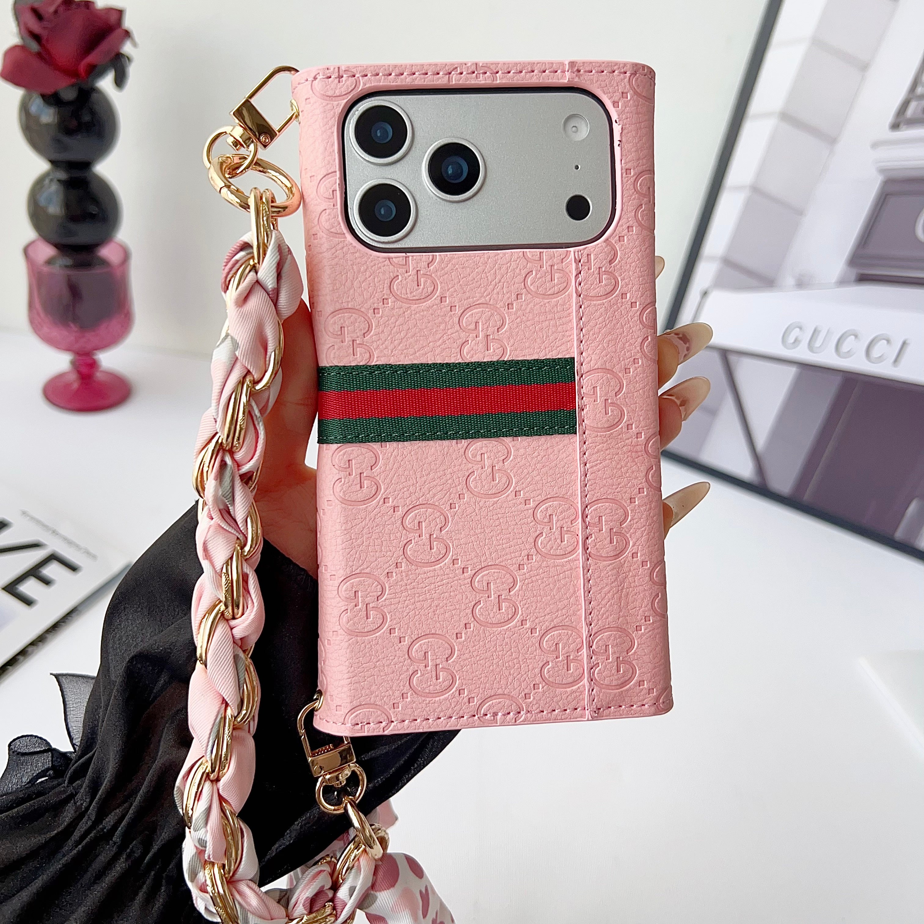 Leather GG iPhone Case With Flip Wallet-CYGG179