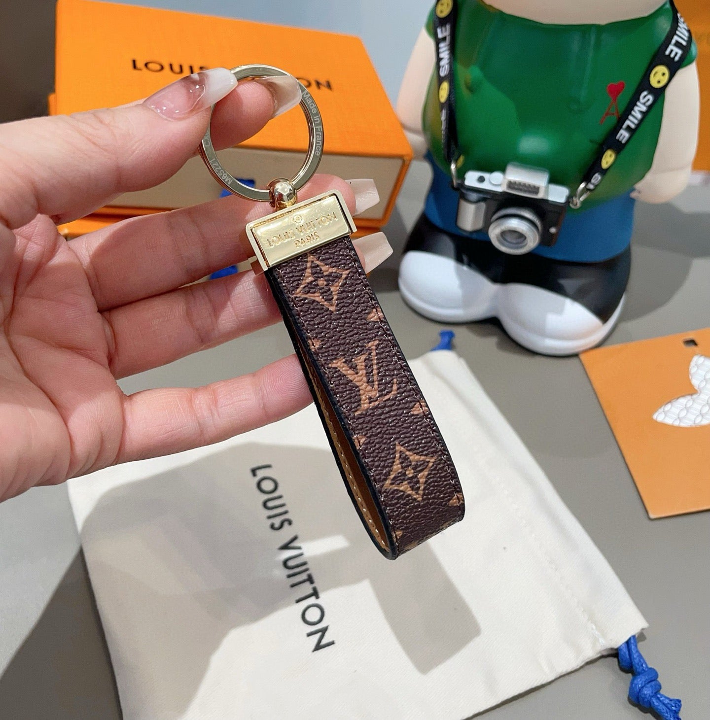 Monogram Leather Strap Key Holder-CYLV182