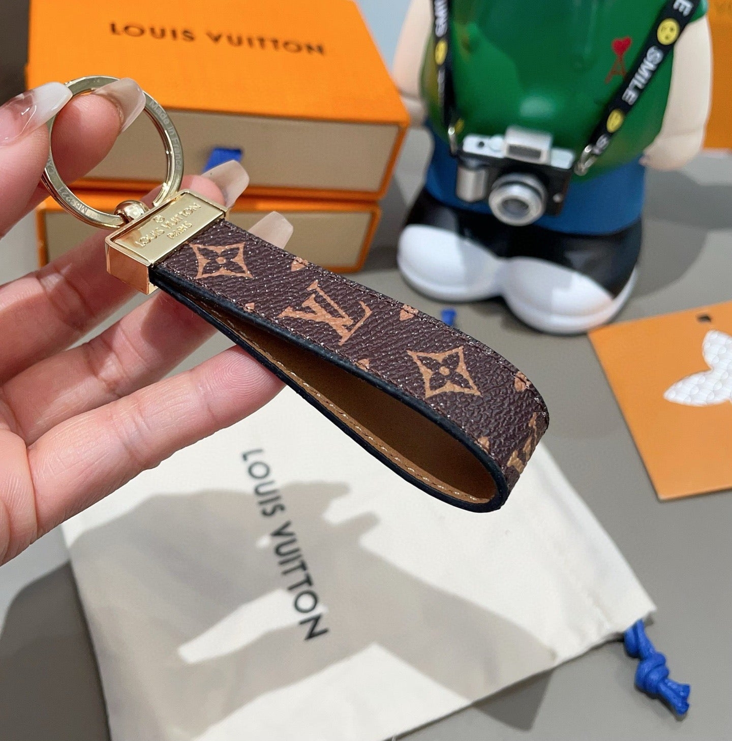 Monogram Leather Strap Key Holder-CYLV182