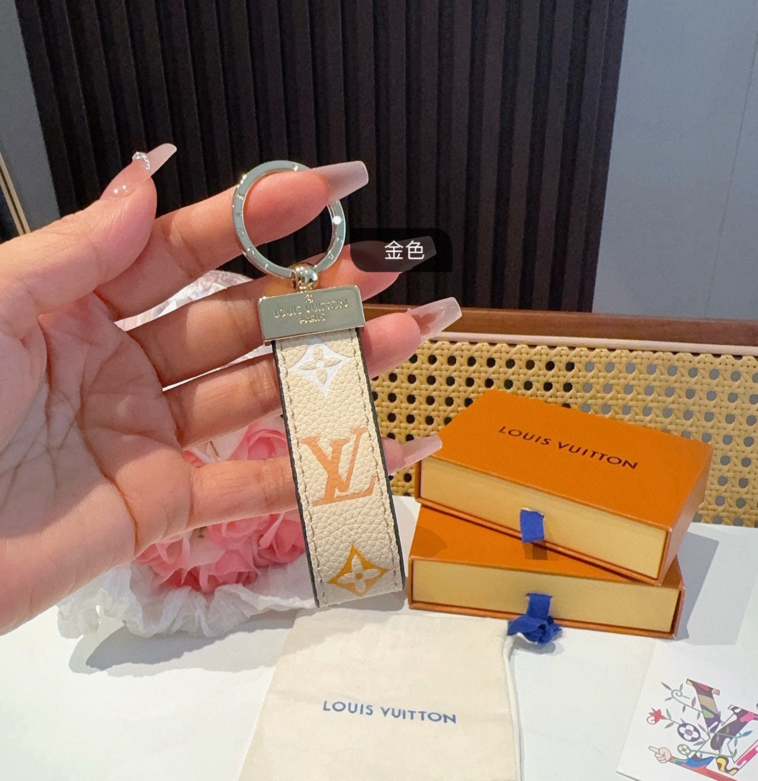 Monogram Colored Leather Key Strap-CYLV185
