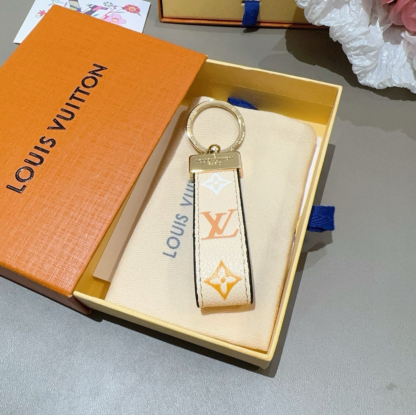 Monogram Colored Leather Key Strap-CYLV185