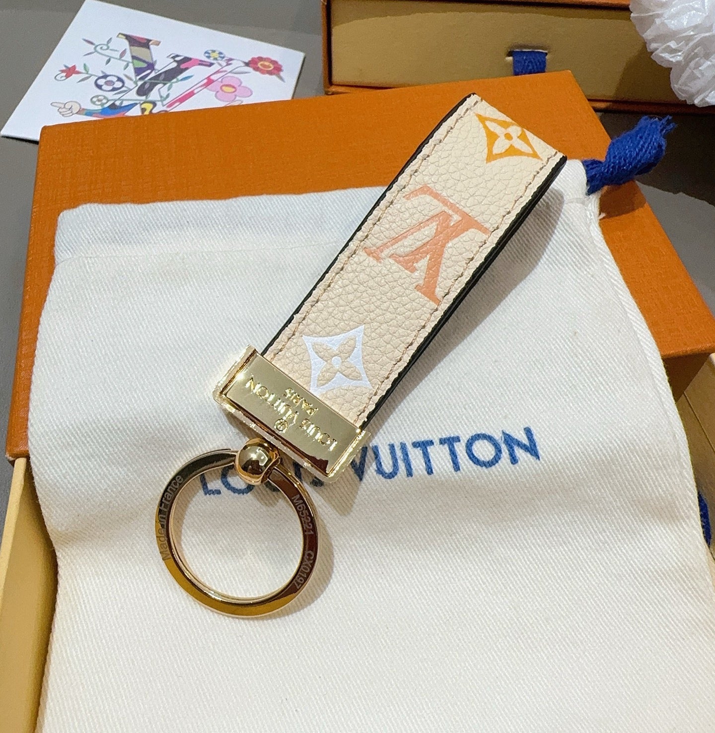 Monogram Colored Leather Key Strap-CYLV185