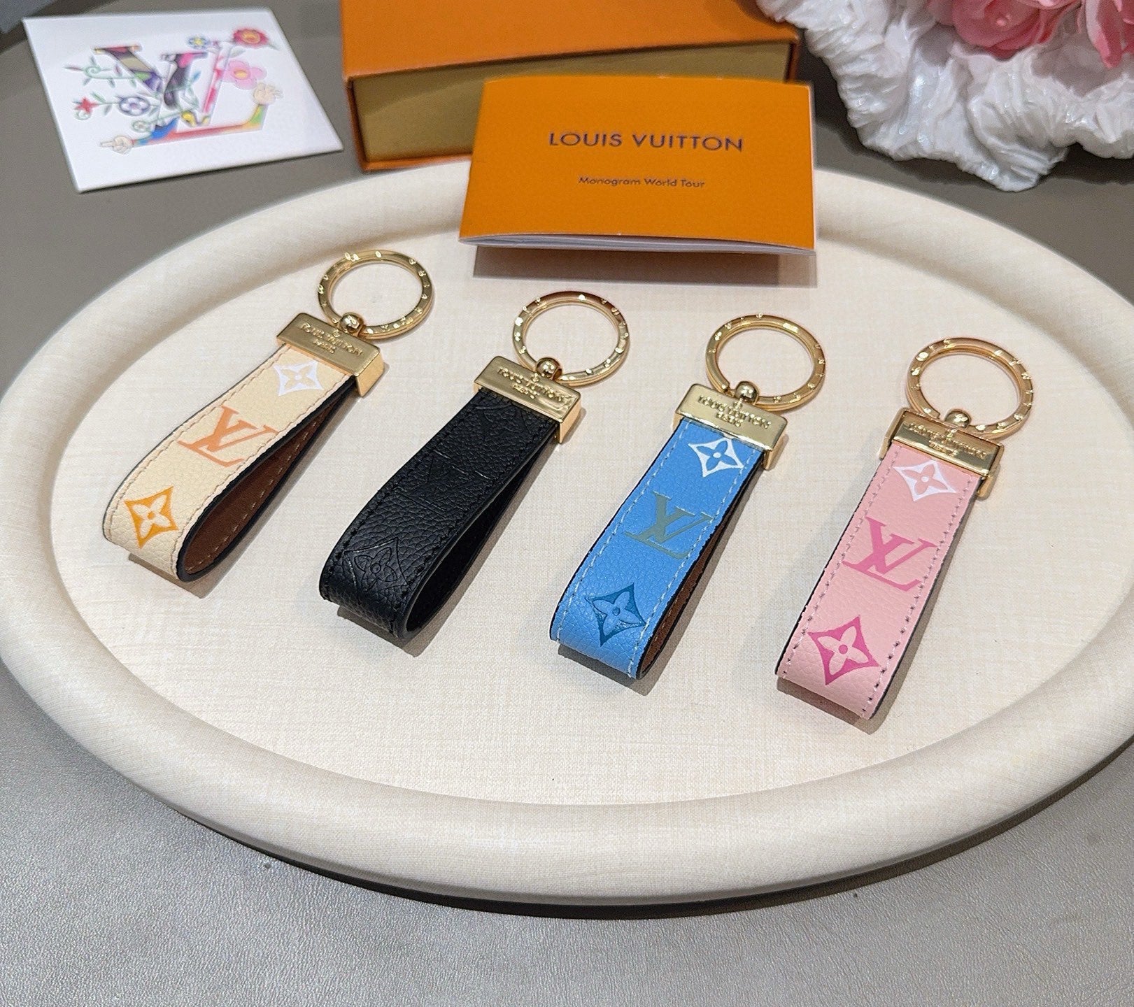 Monogram Colored Leather Key Strap-CYLV185