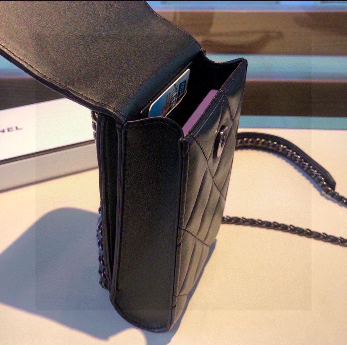 Elegant Leather CC Crossbody Phone Bag-CYCC188