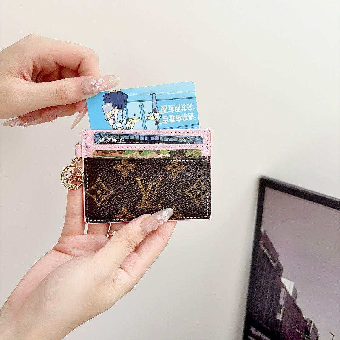 Classic Leather Monogram  Card Wallet-CYLV199