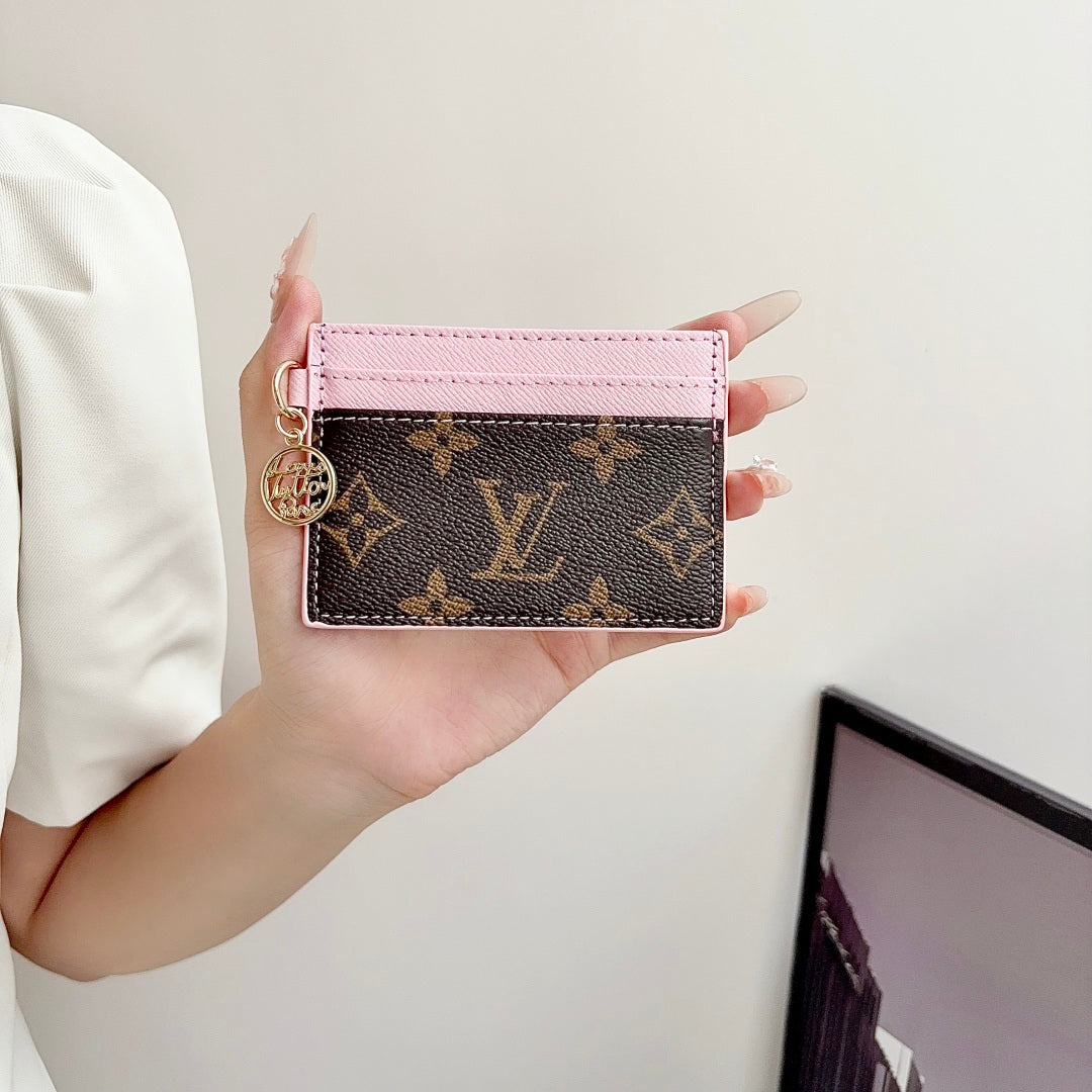 Classic Leather Monogram  Card Wallet-CYLV199