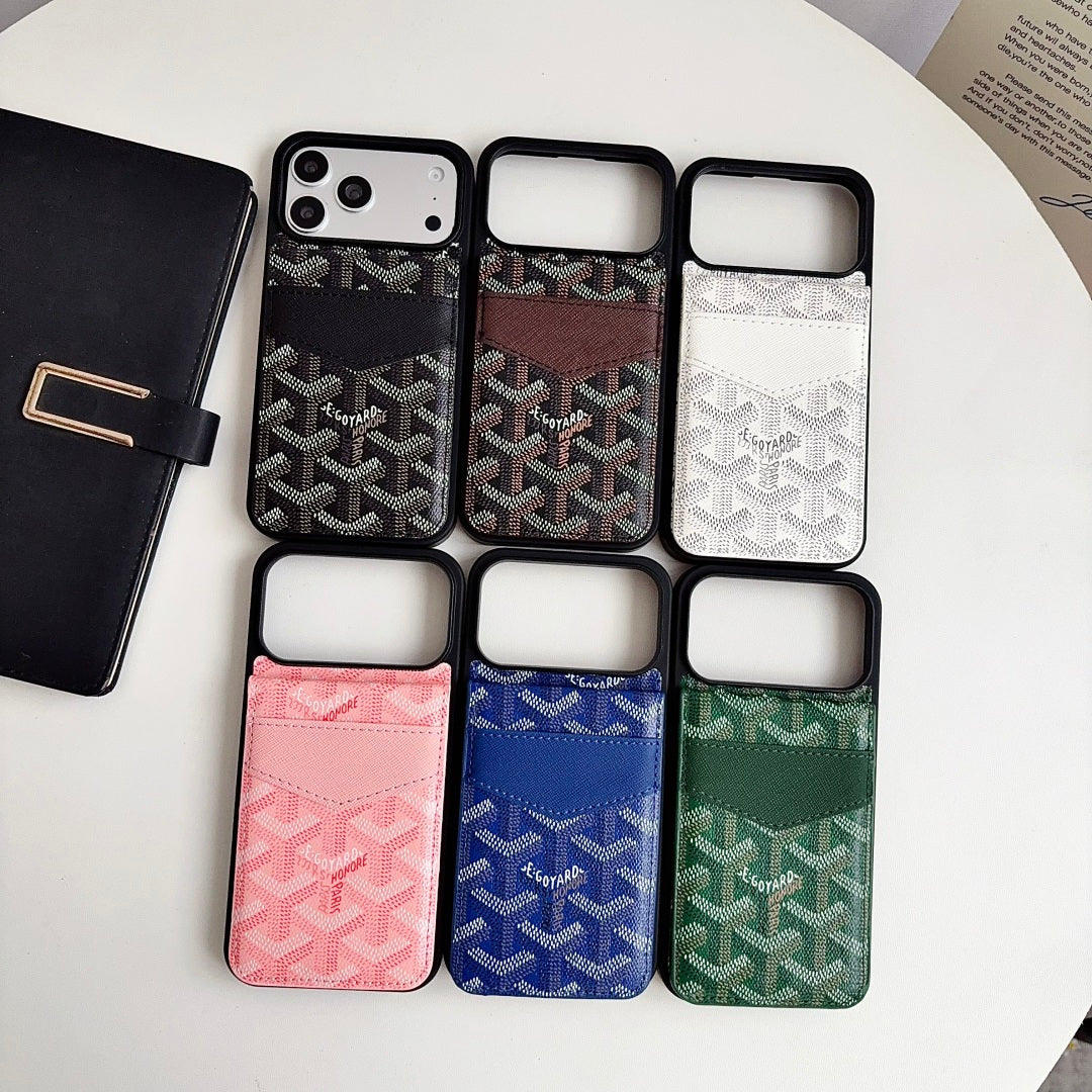 Luxury Leather GD iPhone Case With Card Holder For iPhone 17 Series-CYGD218